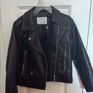 Zara kids black faux leather jacket